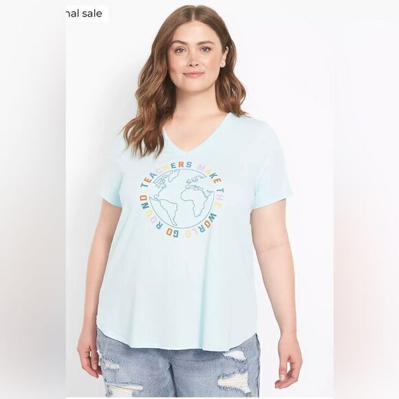 Lane Bryant Classic Teachers Make the World Go Round Graphic Tee sz 18 - Picture 4 of 10
